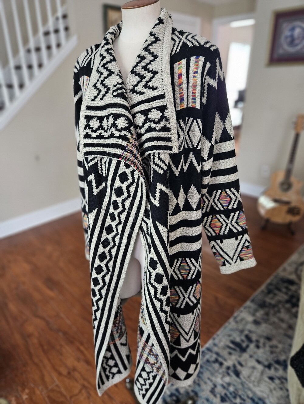 Monroe And Main Aztec Boho Long Cardigan XL - Picture 2 of 5